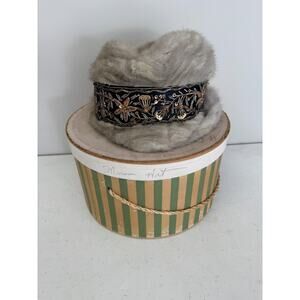 Vtg Cerulean Brand Emba Natural Blue Mutation Mink Gray Gold Silver Embroidery